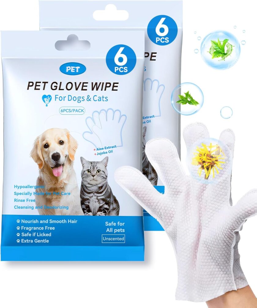 Pet Bathing Wipes for Dogs & Cats, Cleaning & Deodorizing Grooming Gloves - Image 11